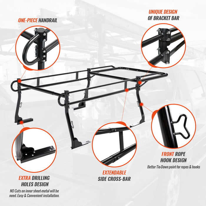 Over Cab Material Racks AA-Racks Model X31 Truck Bed Ladder Racks for Pickups with 55'' Side ...