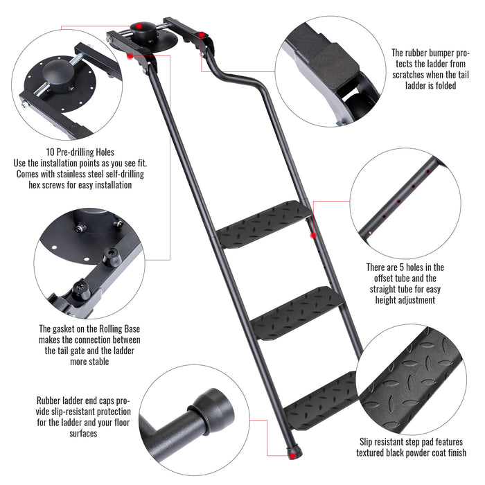 AA Product 3 Steps Tailgate Ladder Foldable Pickup Truck Tailgate