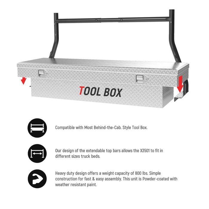 AA-Racks Universal 800Ibs Pick-Up Truck Ladder Rack Adjustable Steel 2 Bar Set Lumber Utility Carrier Rack (X3501) - AA Products Inc