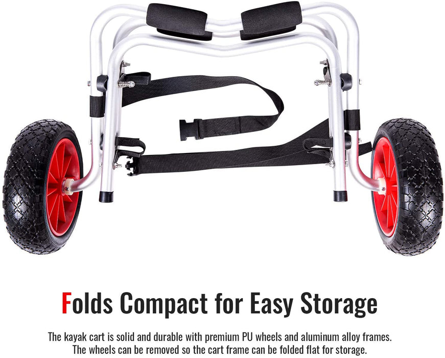 AA Products Kayak Canoe Carrier Cart Dolly Trailer Tote Solid Wheel Tires Hold up to 150 lb, Comes with Secure Buckle Straps(AKC-01) - AA Products Inc