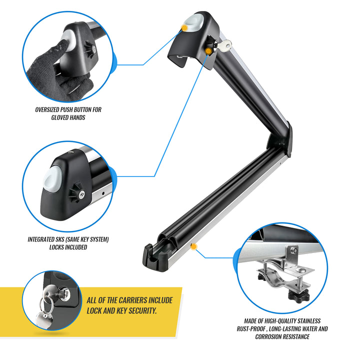 AA Products 33'' Aluminum Universal Ski Roof Rack Fits 6 Pairs Skis or 4 Snowboards, Ski Roof Carrier Fit Most Vehicles Equipped Cross Bars - AA Products Inc