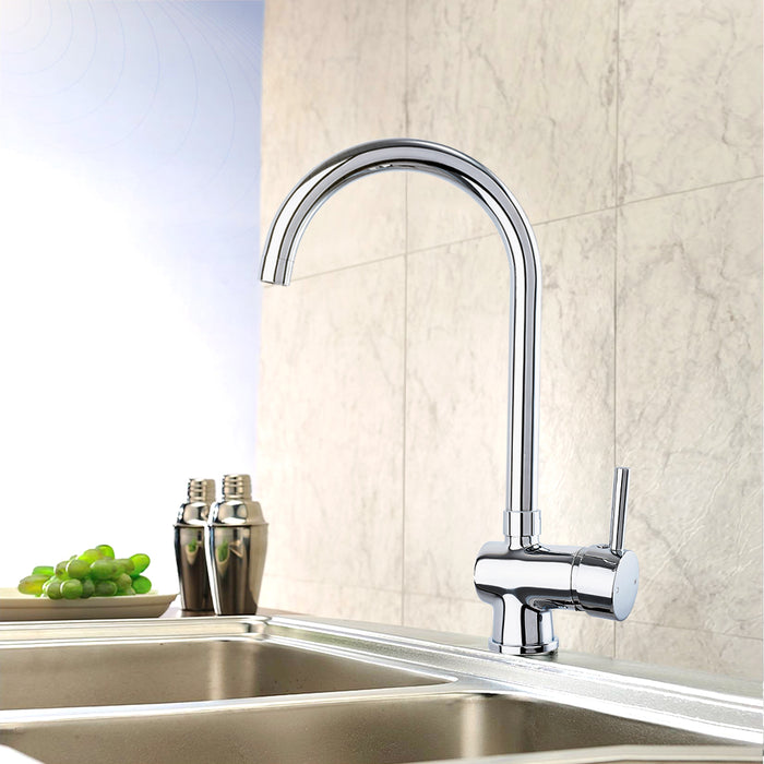 AA Products High-arch Solid Brass Kitchen Sink Faucet 360 Degree Swivel Spout Mixer Tap Chrome Finish - AA Products Inc