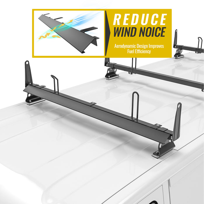 Steel 57" Ladder Rack Wind Deflector,Van Rack Accessory for Model X202 Series Black (P-X202-WD-L57-BLK) - AA Products Inc