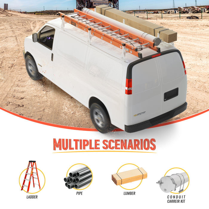 Roof Ladder Rack Chevy Express Gutter Mount AA-Racks Universal