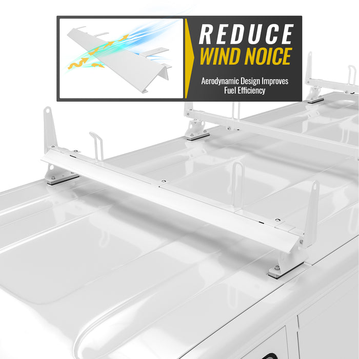 Steel 57" Ladder Rack Wind Deflector,Van Rack Accessory for Model X202 Series White (P-X202-WD-L57-WHT) - AA Products Inc