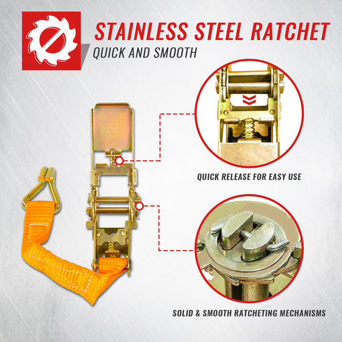 AA Products Heavy Duty Ratchet Tie Down Straps with Double J-Hooks (RS) - AA Products Inc