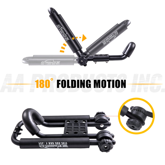 AA Products Universal Folding Kayak Roof Rack Canoe Boat Carrier Rack for Car SUV Truck Top Mount J Cross Bar with Tie Down Straps (KX-100) - AA Products Inc