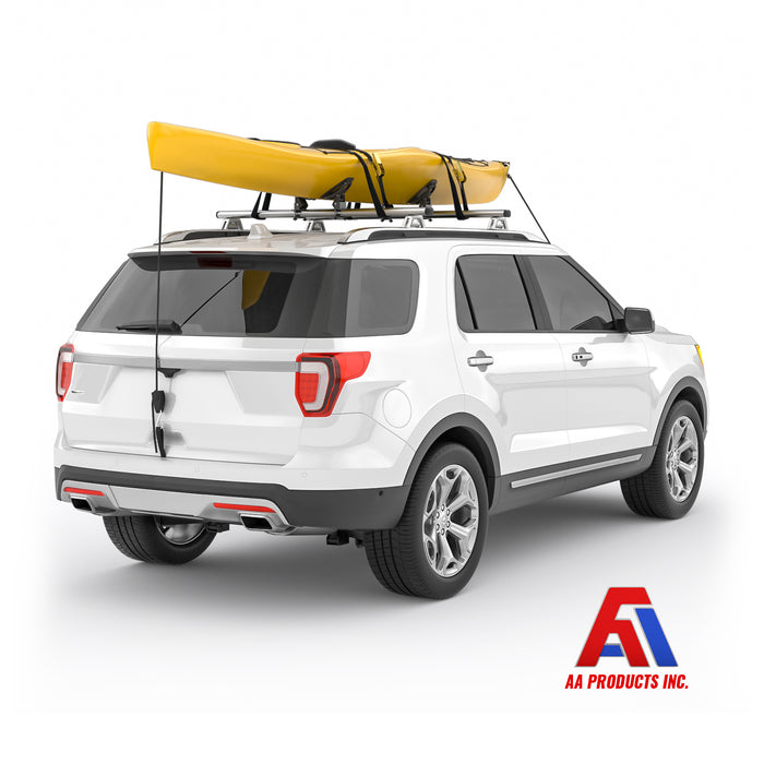 Jetty Saddle Rack for Kayak Carrier Canoe with Stainless Steel Base, Ratchet Straps, Ratchet Bow and Stern Tie Down Straps & Anchor Straps(‎KSX-405-BLK) - AA Products Inc