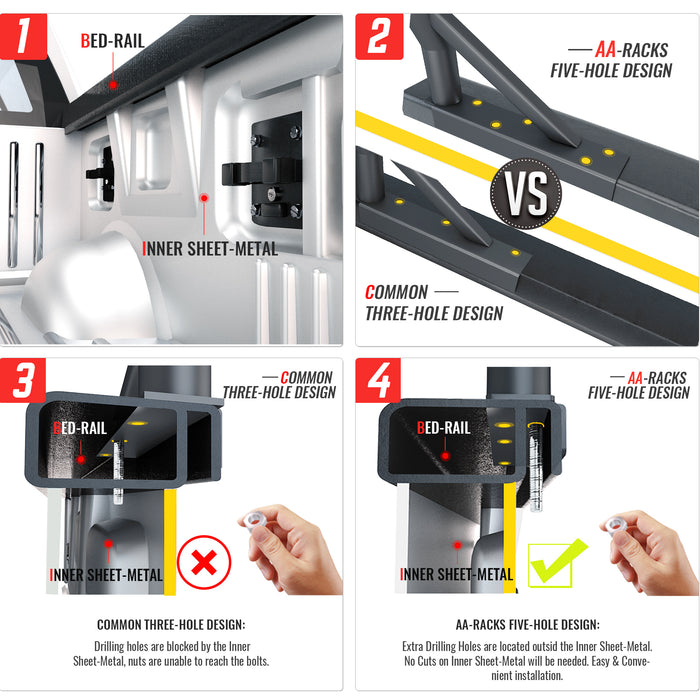 AA-Racks Universal Pickup Truck Ladder Rack with (8) Mounting C-Clamps Utility (X35-8Clamp) - AA Products Inc