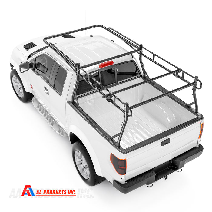 AA-Racks Pickup Truck Ladder Rack Removable Middle Crossbar and Rear Cross Bar - Black/ White (P39-MC/RC) - AA Products Inc