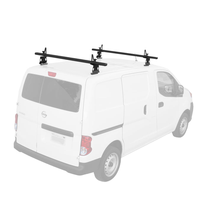 AA-Racks Model ADX302-NV Compatible NV200(2013-On) Aluminum 2 Bar (60") Van Roof Rack System w/ Ladder Stopper Black(ADX302-60(2)-BLK-NV) - AA Products Inc