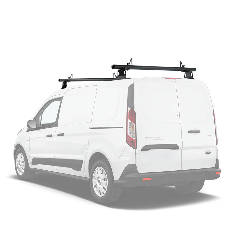 AA-Racks Model ADX302-TR Transit Connect 2014-Newer Aluminum 2 Bar (60") Van Roof Rack System w/ Ladder Stopper Black(ADX302-60(2)-BLK-TR) - AA Products Inc