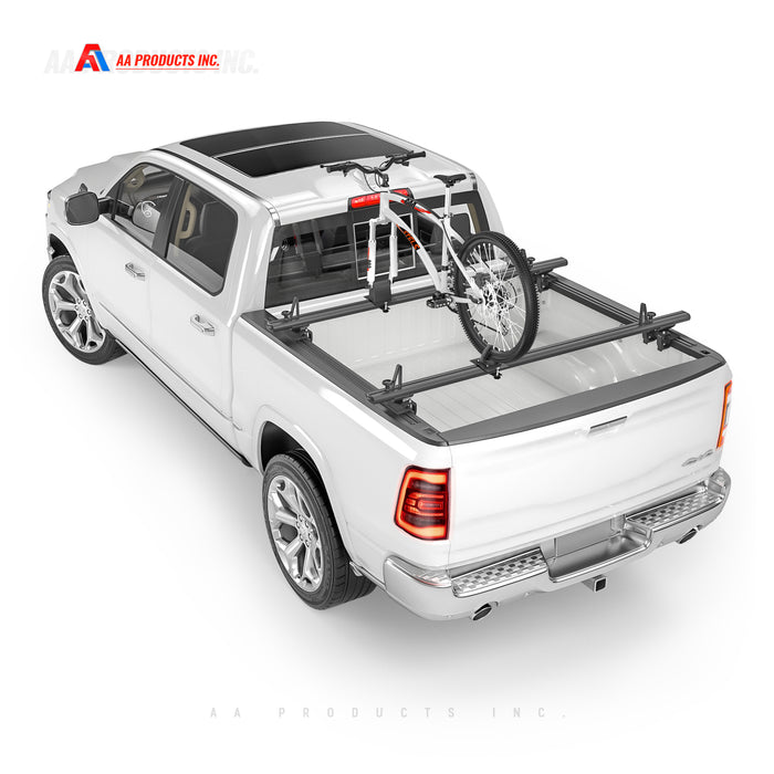 AA-Racks Model APX2503 64" Mid-Size Low Profile Heavy Duty Aluminum Truck Bed Rack for Trucks and Trailers with Open Rails(APX2503-S-BLK) - AA Products Inc