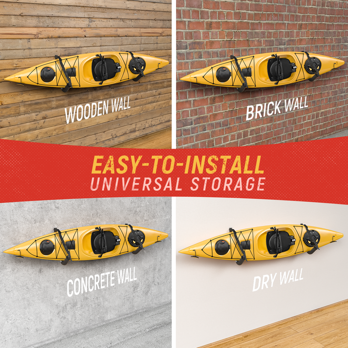 AA Products Kayak Storage Wall Mount Racks for Canoe Kayak Paddle Boards Wall Hanging Hooks, Set of 2