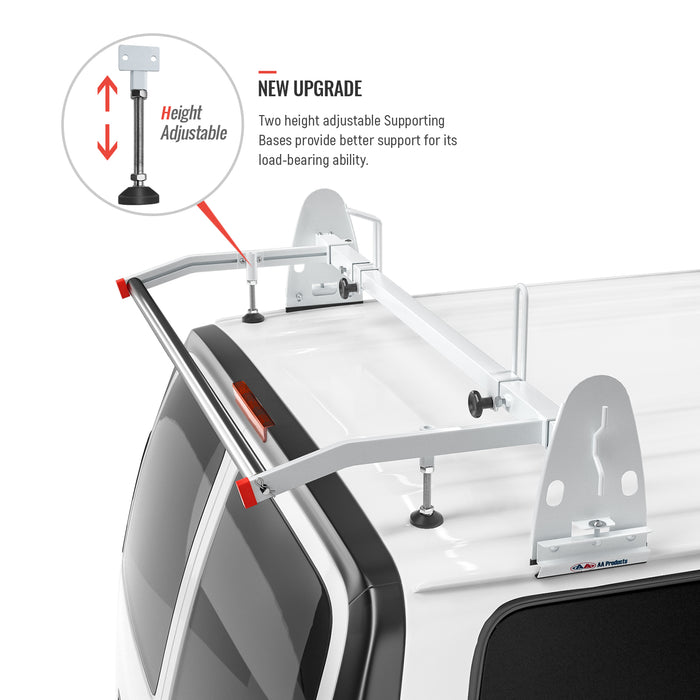 AA-Racks Universal Van Ladder Roof Racks Adjustable Steel Rack with Rear Cargo Roller - (RX27) - AA Products Inc