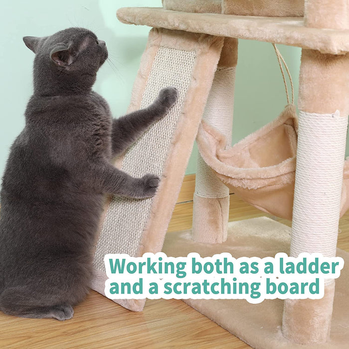 57” Cat Tree Tower for Indoor Cats Stand House Furniture, Multi-Fun Kittens Activity Cat Condo with Hammock Cat Scratcher Plush Perch - AA Products Inc