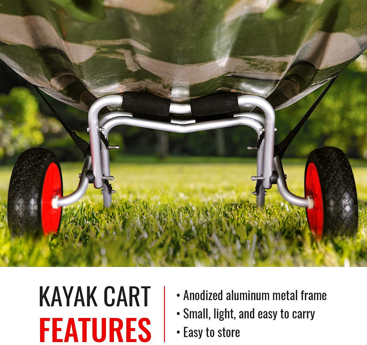 AA Products Kayak Canoe Carrier Cart Dolly Trailer Tote Solid Wheel Tires Hold up to 150 lb, Comes with Secure Buckle Straps(AKC-01) - AA Products Inc