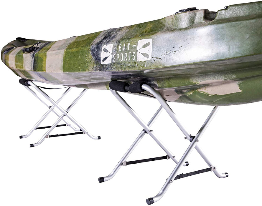 Collapsible Kayak Rack 1 Pair Aluminum Folding Kayak Storage Rack Portable Boat Canoe SUP Pad ...
