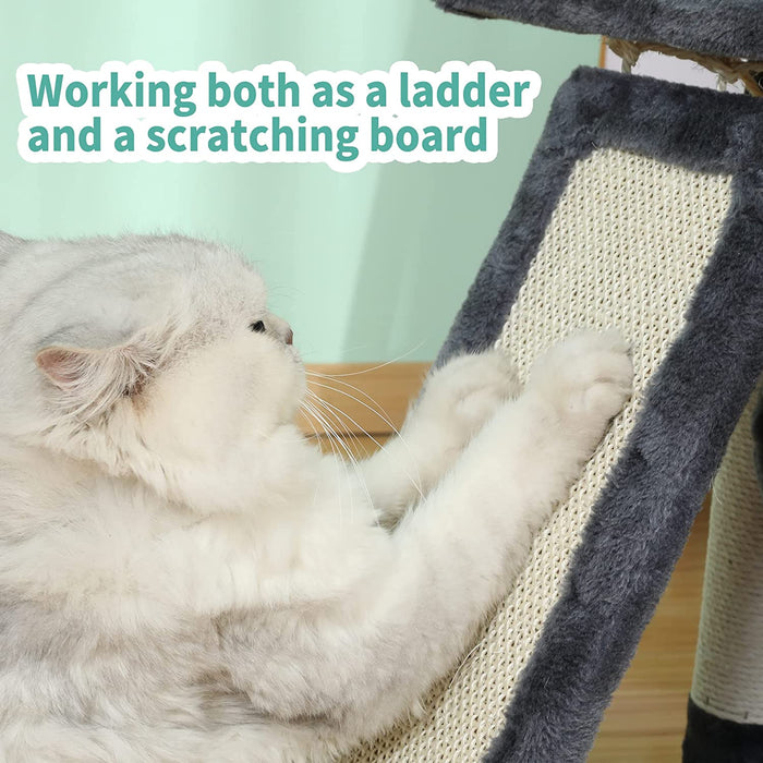 57” Cat Tree Tower for Indoor Cats Stand House Furniture, Multi-fun Kittens Activity Cat Condo with Hammock Cat Scratcher Plush Perch for Play Rest - AA Products Inc