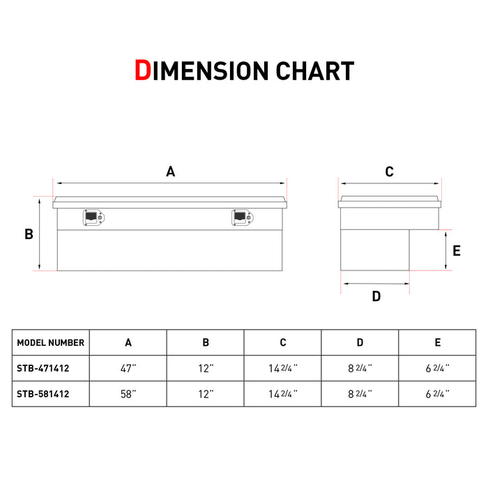 AA Products Universal Fitment Truck Side Mount Tool Box Aluminum Truck Tool Storage (STB) - AA Products Inc