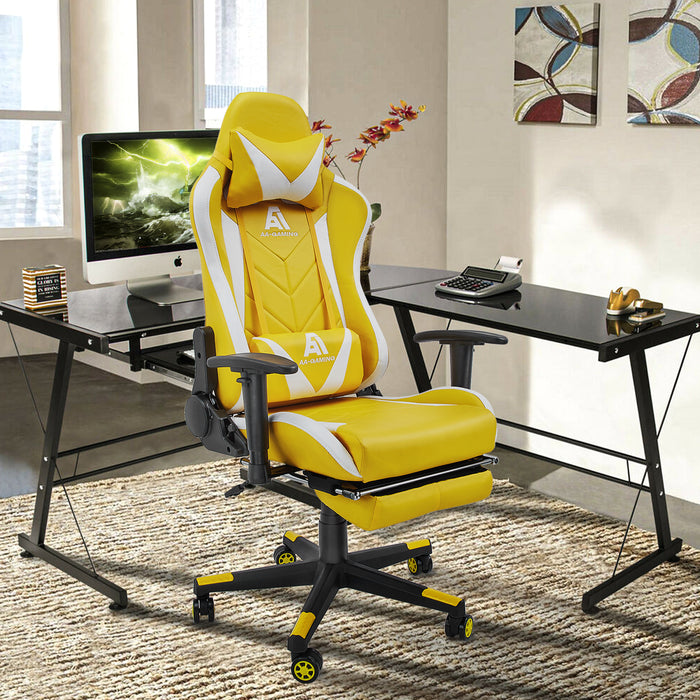 Retractable Footrest Ergonomic Swivel Office Chair with Lumbar Support