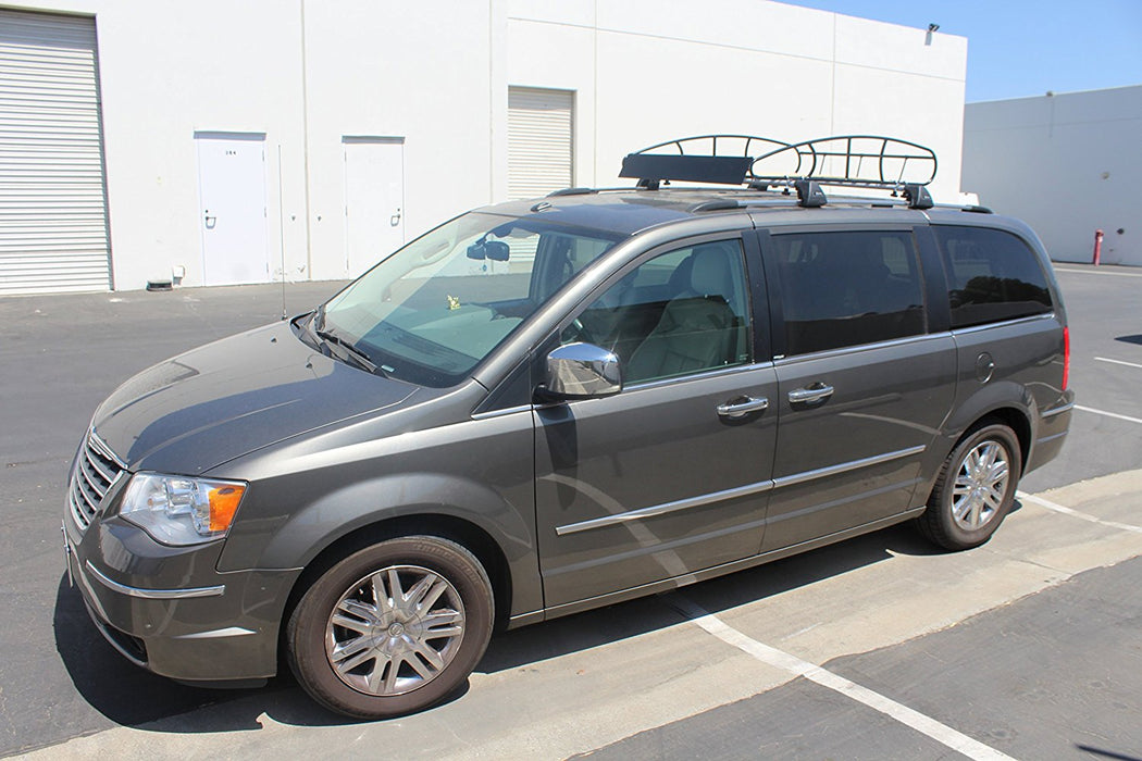 Matte Black Paint Polishing - Universal Roof Rack Cargo Car Top Luggage Holder Carrier Vintage Wood Slat (X11-TW-BLK) - AA Products Inc