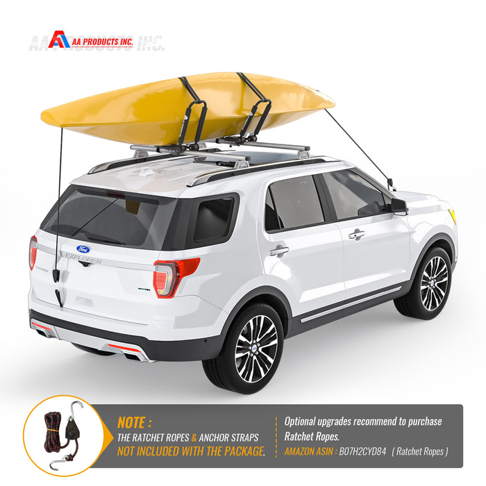 AA Products Universal Folding Kayak Roof Rack Canoe Boat Carrier Rack for  Car SUV Truck Top Mount J Cross Bar with Tie Down Straps (KX-100)