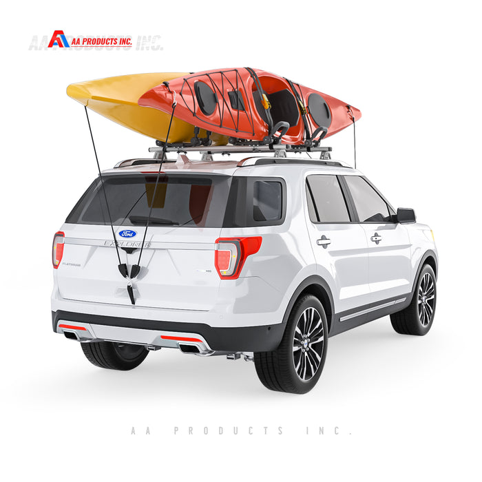 AA Racks Steel Double Folding Kayak Carrier Canoe J-Bar Roof Top Mount Racks for Car SUV Truck with Tie Down Straps (KX-200) - AA Products Inc
