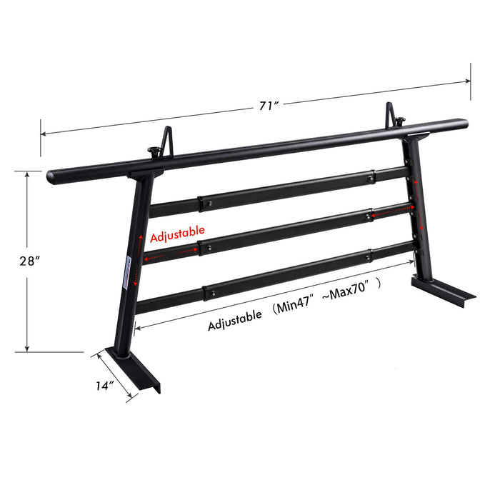 AA-Racks Aluminum Headache Rack Truck Ladder Rack for Pickups with 3 Bar Protector Rear Window Guard Back Rack (Fits: Toyota Tacoma 2005-On) - (APX25-WG-TA) - AA Products Inc