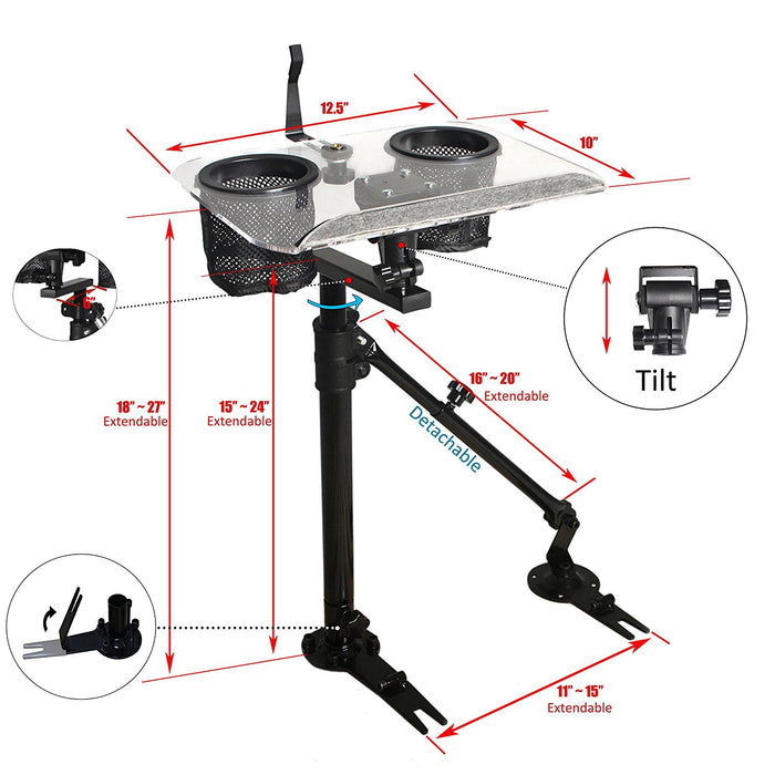 AA Products Universal Laptop Mount Stand Holder For Car With Non-Drilling Bracket and Supporting Arm Kit (K005-A3) - AA Products Inc
