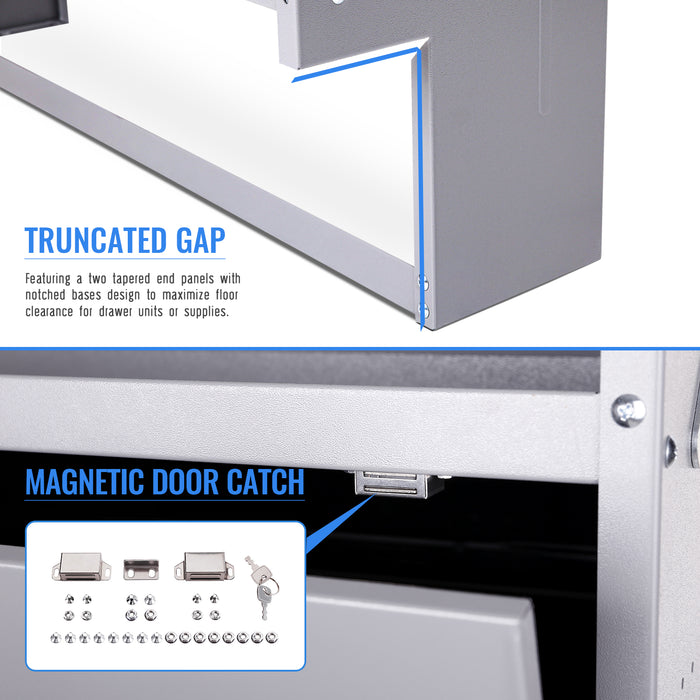 SH-4604-GAP Steel Low/Mid/High Roof Van Shelving Storage System with Door Kit, Fits Transit, Promaster, Sprinter, GMC, NV and Metris, Contoured Shelving Unit, 42" W x 46" H x 13" D, Notched Bottom(SH-4604-GAP-DK) - AA Products Inc