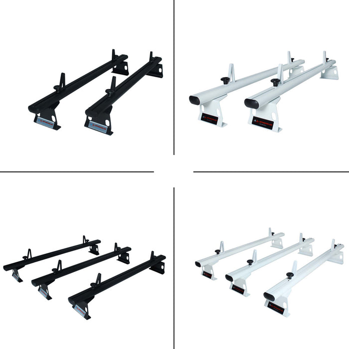 AA-Racks Fullsize Cargo Van Ladder Rack Aluminum 72'' Universal Drilling Van Roof Rack with Load Stops - Black/ White (ADX32-72) - AA Products Inc