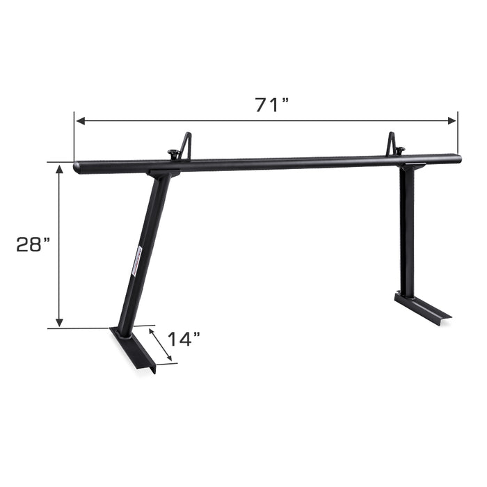 AA-Racks No Drilling Aluminum Ladder Rack Single Bar Pickup Truck Ladder Rack (Fits: Toyota Tacoma 2005-On) - (APX25-A-TA) - AA Products Inc