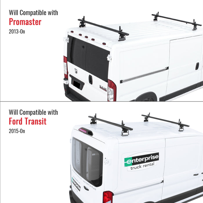 AA Racks Model AX302 Aluminum Van Ladder Roof Rack System Fits for 2013-On RAM ProMaster/ 2015-On Transit - 2/3 Bar 72'(AX302-72-PR/TR) - AA Products Inc