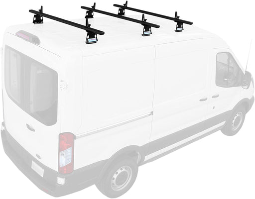 AA Racks Model AX302 Aluminum Van Ladder Roof Rack System Fits for 2013-On RAM ProMaster/ 2015-On Transit - 3 Bar 72'(AX302-72(3)-WHT-PR/TR) - AA Products Inc