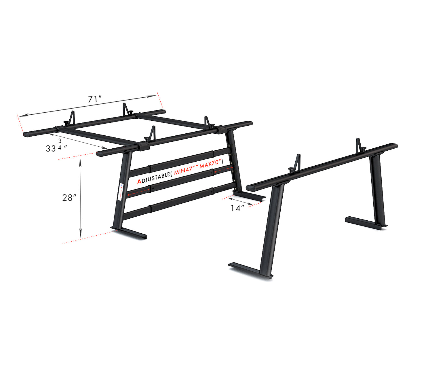 AA-Racks Full Size Aluminum Truck Headache Racks for Pickups w/ Over ...