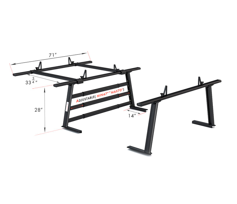 AA-Racks Full Size Aluminum Truck Headache Racks for Pickups w/ Over Cab Ext Back Racks (APX25-WG(3)-E) - AA Products Inc