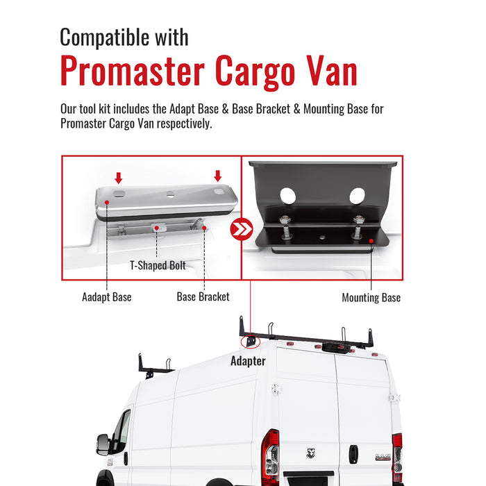 AA-Racks Model X202 Steel Van Roof Rack Cross Bars Fits 2013-On RAM ProMaster/ 2015-On Transit(X202-PR/TR) - AA Products Inc