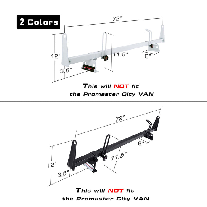 AA-Racks Van Ladder Roof Racks 72'' Cross Bar Heavy Duty Steel Fits for RAM ProMaster 2013-On (X202-PR) - AA Products Inc