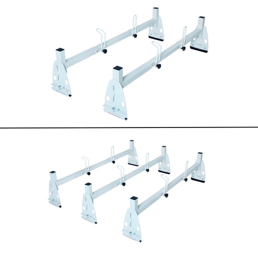 AA-Racks Universal Van Roof ladder Rack Adjustable Gutter Mount Rooftop Rack -White (X217) - AA Products Inc