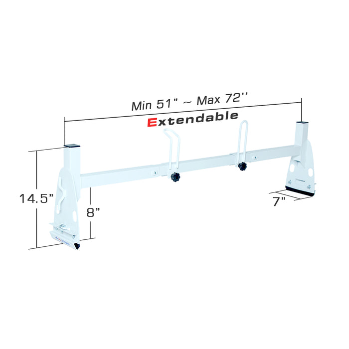 AA-Racks Universal Van Roof ladder Rack Adjustable Gutter Mount Rooftop Rack -White (X217) - AA Products Inc