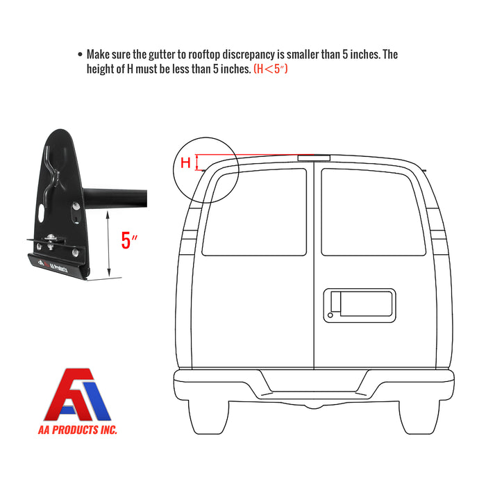 AA-Racks Universal Cargo Van Roof Ladder Rack Heavy Duty Car Top Luggage Utility Carrier Rack Steel - (X37) - AA Products Inc