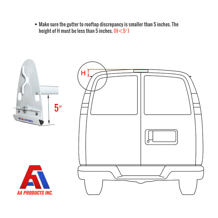 AA-Racks Universal Cargo Van Roof Ladder Rack Heavy Duty Car Top Luggage Utility Carrier Rack Steel - (X37) - AA Products Inc